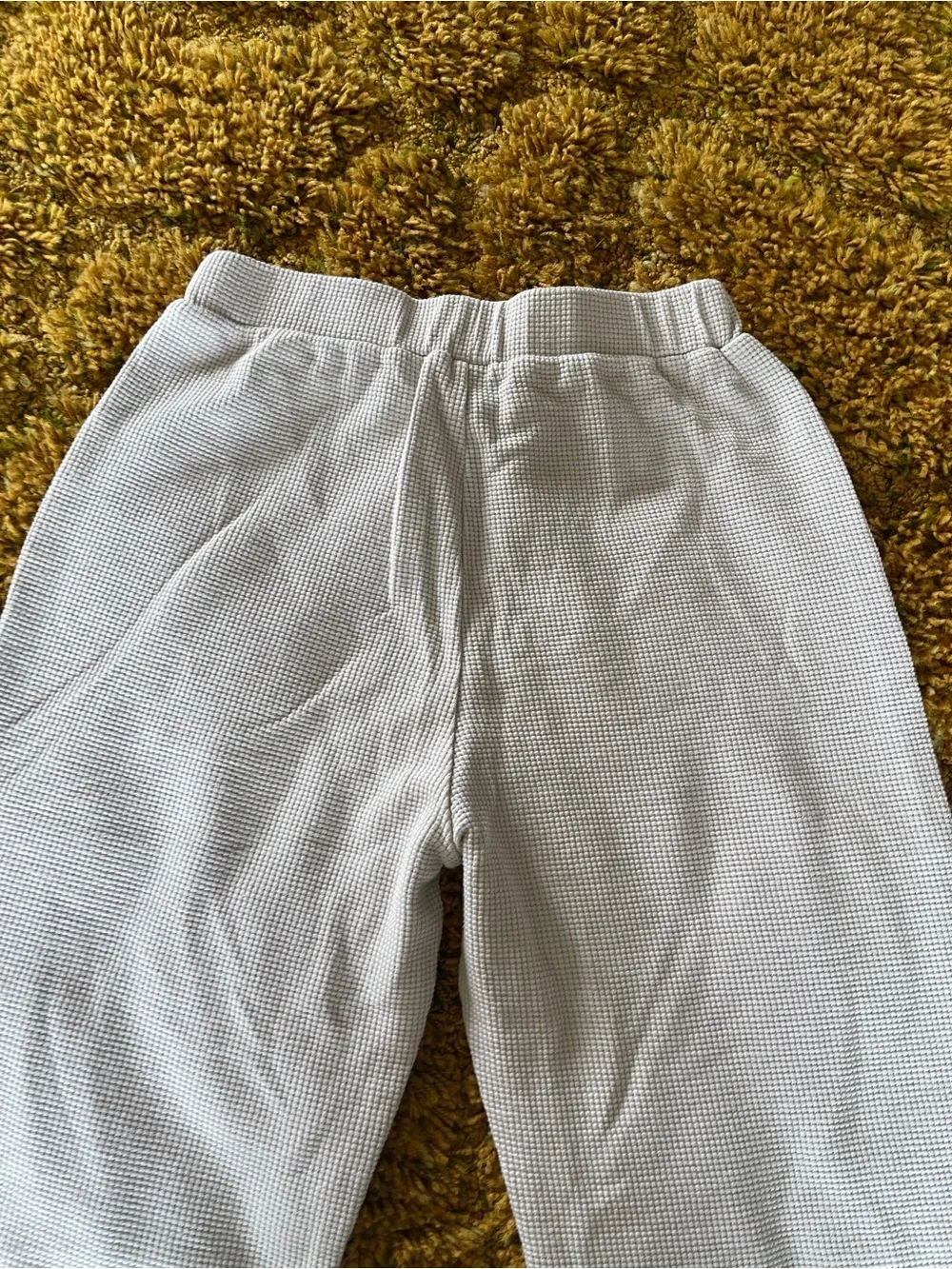 Comfrt cream waffle knit lounge pants oversized womans size large cozy - Picture 7 of 8